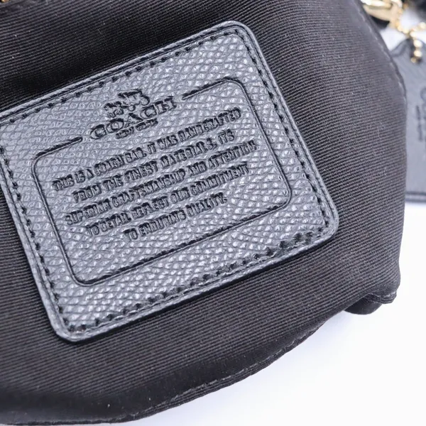 Coach Crossbody Bag Womens Small Black Crossgrain Leather Gold Hardware Zip Top - Image 5