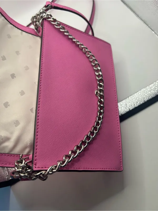 Kate Spade Cameron Small flap crossbody bag with chain strap bright peony pink - Image 5