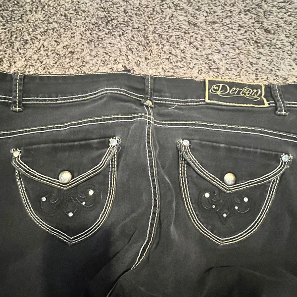 Dereon Womens Black‎ Straight Leg Jeans Contrast Stitch Rhinestone Pockets 20W - Image 6