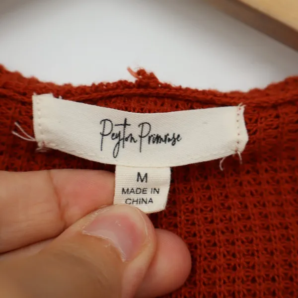 Peyton Primrose Cardigan Sweater Womens Medium Orange Open Front Pockets Knitted - Image 3
