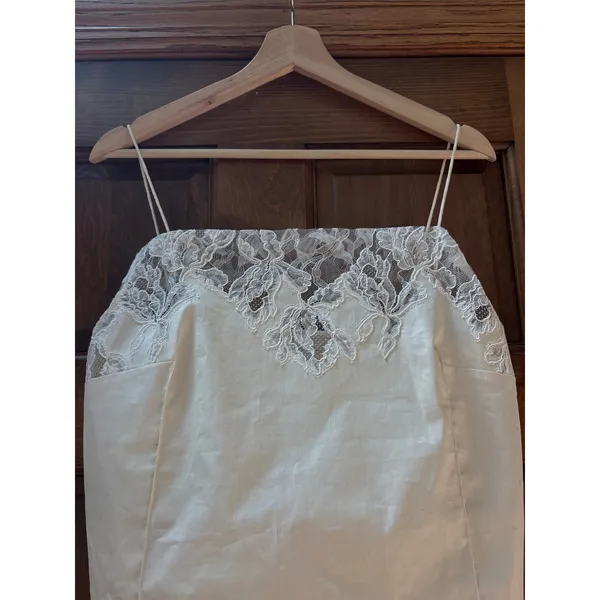 FAITHFULL Etienne Lace Trimmed Faille Camisole in Off White Size 4 - Image 4