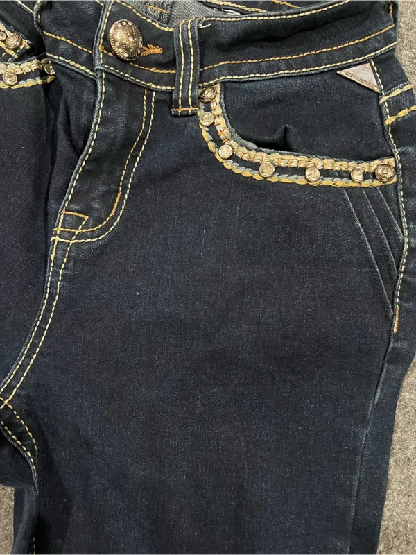 Sexy Couture Rhinestone Flare Jeans - Fits XS/S (Stretch 22" Waist) - Image 10