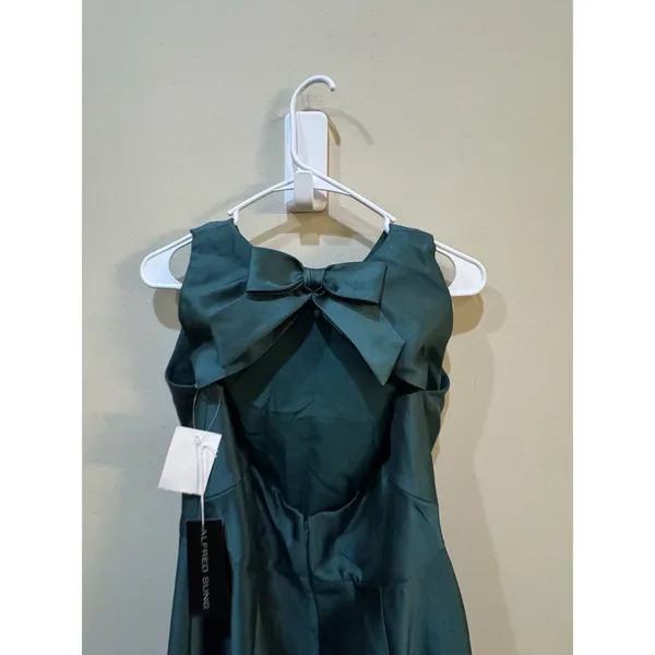 Alfred Sung D824 Hunter Green Jewel Neck Open Back Bow Gown Size 16 R $248 - Image 6