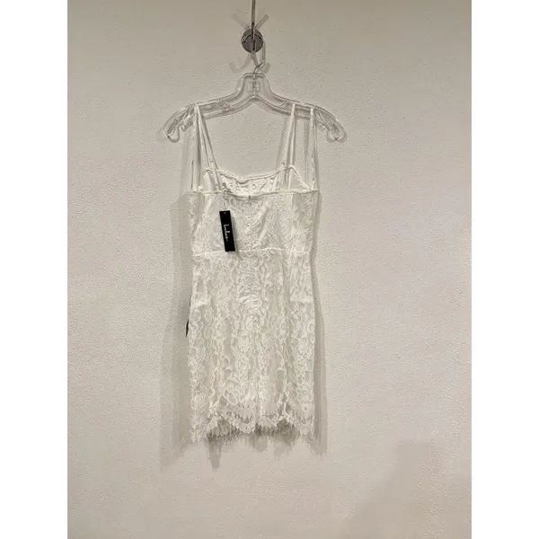 Lulus Dress Womens Medium White Lace Floral Mini Sheath YD3111A Bridal Party NWT - Image 6