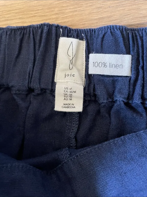Joie Navy Blue Wide-Leg Pull-On Pants Size Medium 100% Linen - Image 7
