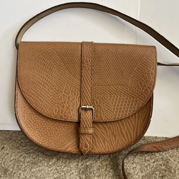Vintage Embossed Crocodile Cross body Purse Brown Academic Ivy League Business - Image 2