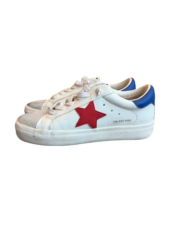 Vintage Havana White Blue Star Suede Toe Cap Leather Sneakers Low Size 8 Women's - Image 4