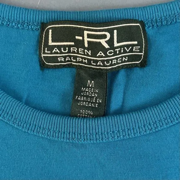 Lauren Ralph Lauren LRL Active‎ Embroidered Logo Blue Long Sleeve Cotton Shirt - Image 5