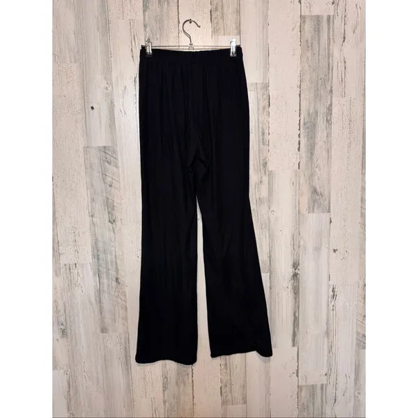 Wild Love Black Ribbed Wide Leg Pants Womens Size Small S Elastic Waist Lounge C - Image 4