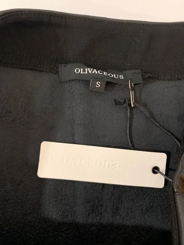 Olivaceous Black Faux Leather Mini Skirt - Size Small - Image 3