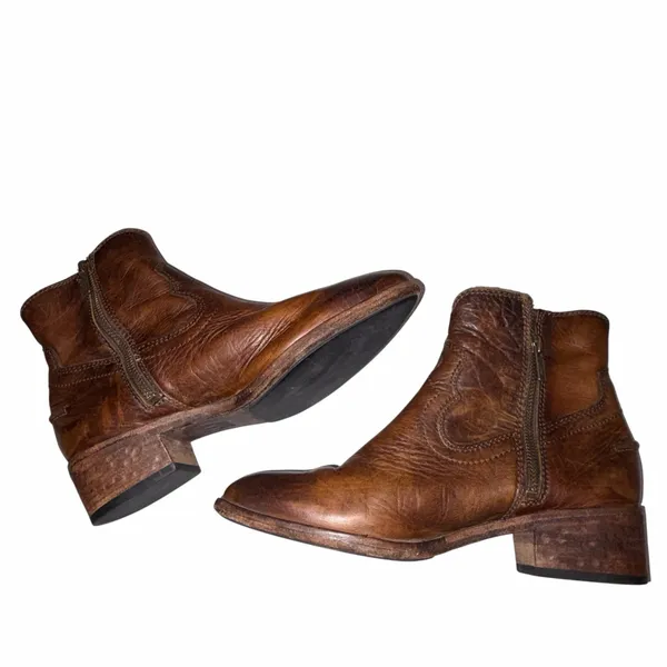 Frye Distressed Brown Leather Ray Seam Western Short Boots 5.5 - Image 7