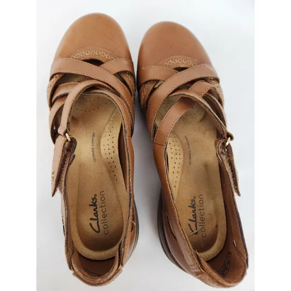Clarks Sandals Roseville‎ Step Women's Size 8.5 Mary Jane Strappy Brown Shoes - Image 7