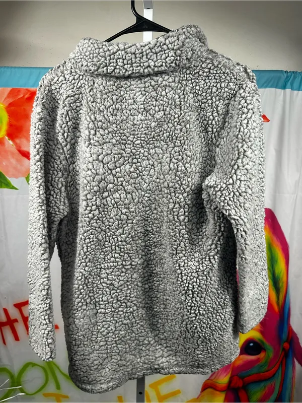 P285. Simply Southern Gray Sherpa 1/4 Zip-Up Pullover - Image 4