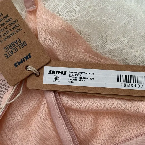 Skims Sheer Rib Lace Triangle Bralette Villa Size Large - Image 8