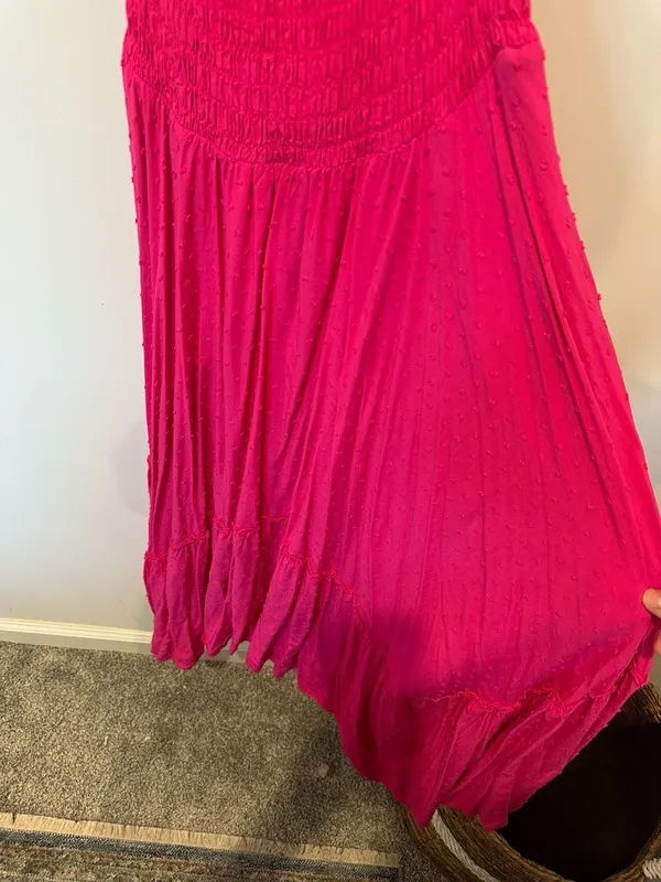 Koko + Maso Hot Pink Smocked Halter Neck Maxi Dress Size M - Image 5