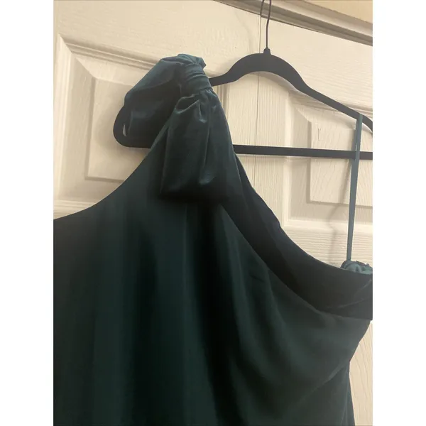 Lauren Ralph Lauren‎ One Shoulder Velvet Bow Dress Womens Size 16 Green Cocktail - Image 2