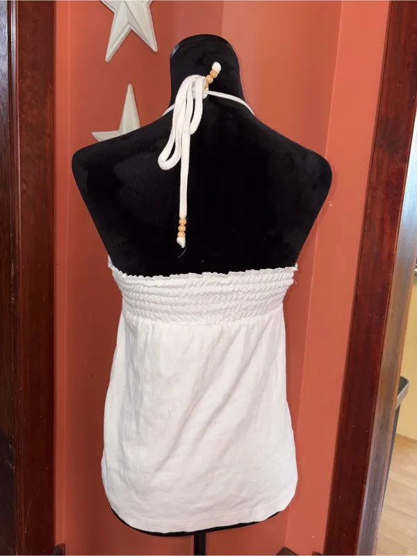 Moda International White Halter Empire Waist Women’s Tank Top - Image 3