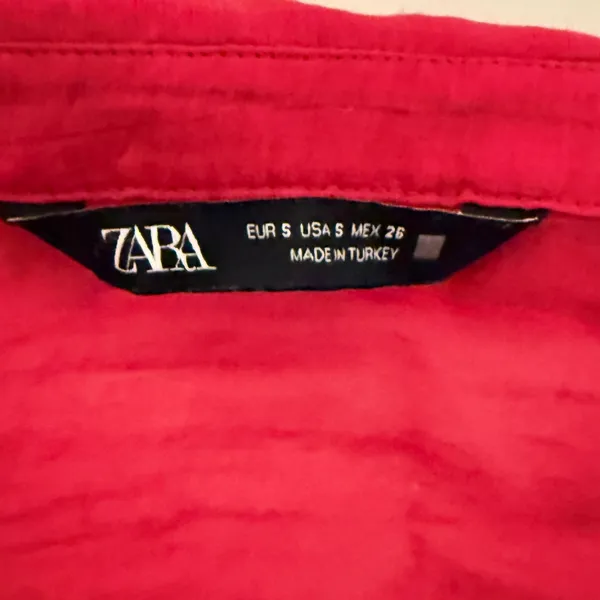 Zara Wrap Top Sz S Hot‎ Pink Semi-Sheer Collared Ballet Fairy Feminine Blouse - Image 4