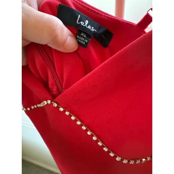 Lulus Red Mini Dress Y2K Glam rhinestones size XL Homecoming Date Party 90s - Image 3