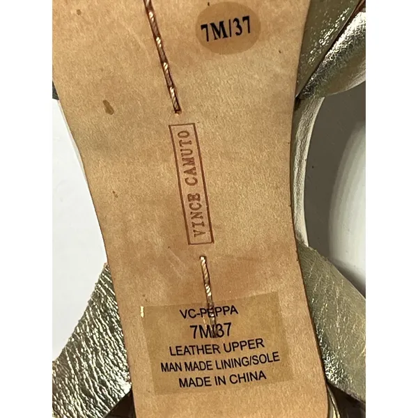 Vince Camuto Peppa Metallic Gold Leather Platform‎ Stiletto Heels 7M VC-PEPPA - Image 10