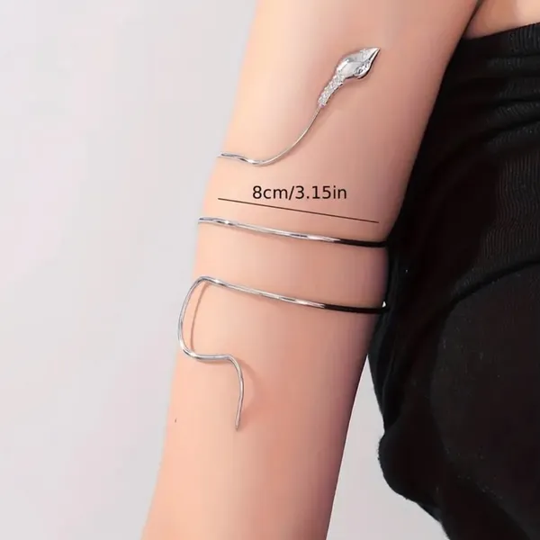 Chic Vintage Inspired Simple Snake-Shaped Silver‎ Plated Zinc Alloy Armband - Image 3