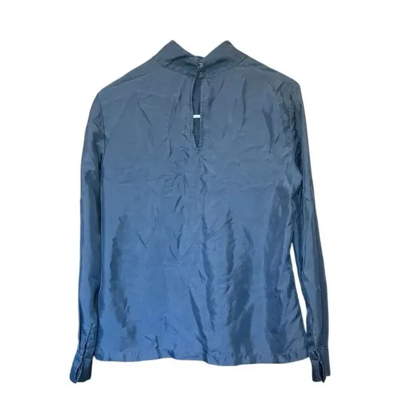 Ted Baker 100% Silk Grey Blouse Size 2 High Neck Long Sleeve #778 - Image 5