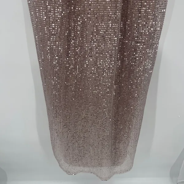 Alex & Eve Sequin Cocktail Dress Sz 12 Prom Old Hollywood Gala Champagne Rose - Image 4