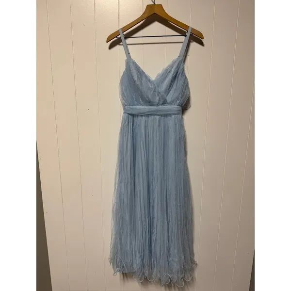 Lulus‎ Baby Blue Tulle Bridesmaid Formal Evening Gown XS - Image 2