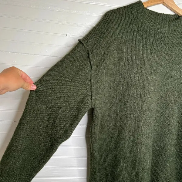 Topshop Women's Green Chunky Knit Mock Neck Oversized Sweater Size S US 4-6 - Image 4