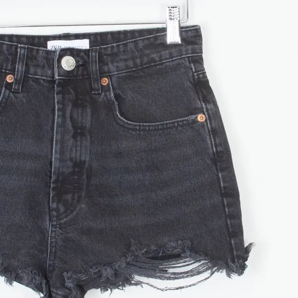 Zara High Rise Button Fly Distressed‎ Denim Shorts Womens Size 4 - Image 2