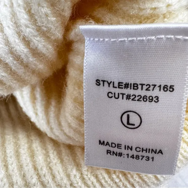 Ivory Cream Oversized Cropped Slouchy Sweater Mock Funnel Neck NEW Large - Image 7