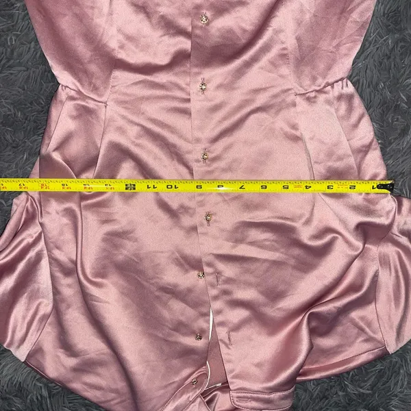 Commense Blush Satin Shirt Dress - Image 11