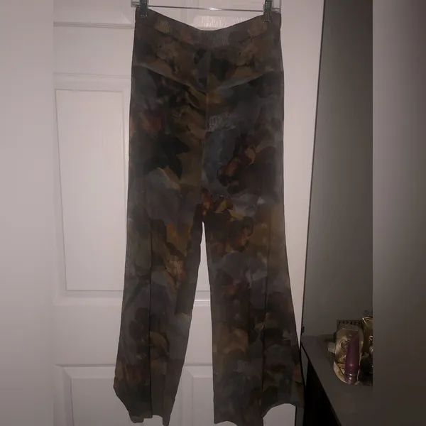 High waist wide leg flowy floral see through pants retro - Image 3
