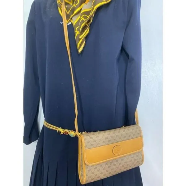 GUCCI Vintage Flap Coated Canvas Crossbody Bag - Image 12