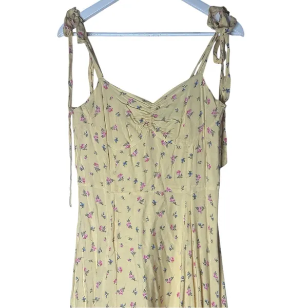 Bardot Floral Ditsy Tie Shoulder Midi Dress Yellow Size 8 - Image 5