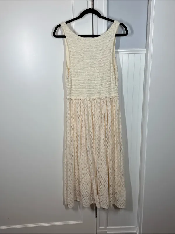 Meadow rue by Anthropologie Florence cream crochet midi dress size medium bridal - Image 6