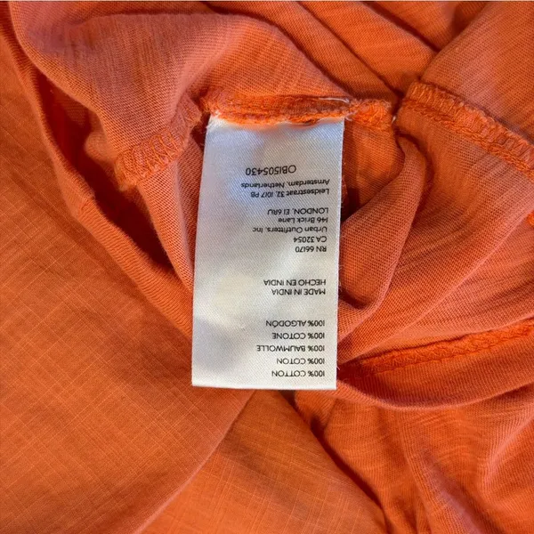 Anthropologie Orange V-Neck Puff Sleeve‎ Boho Cotton Top Size Medium - Image 7