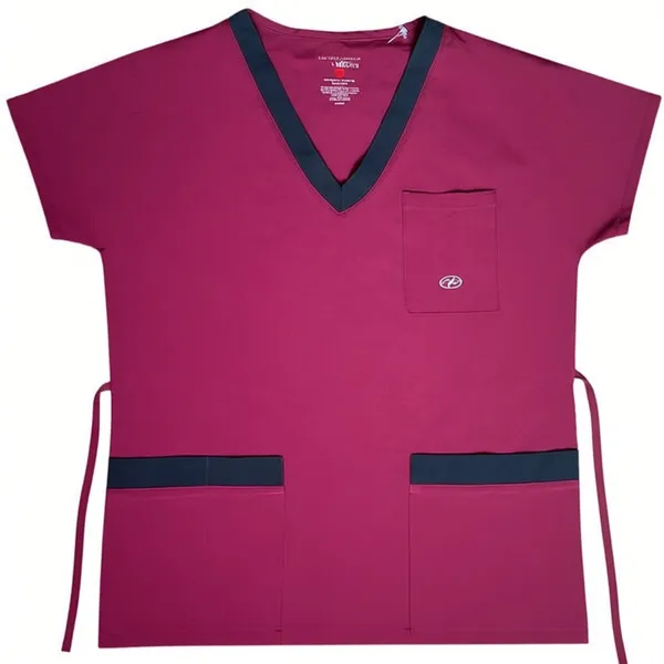 New York Laundry Medics Burgandy Shorts Sleeve Scrub Top, S - Image 5