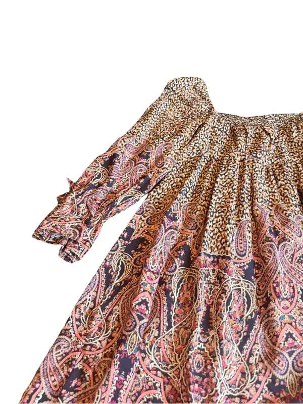 Maeve Anthropologie Milou Dress Cheetah Boho Mixed Print Peasant Flowy Medium - Image 13