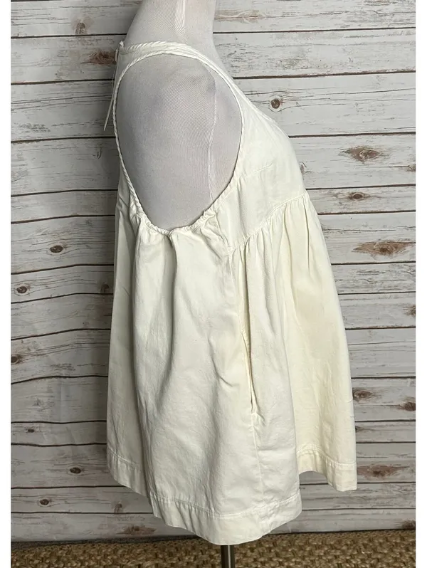 NWT Free People ivory 100% cotton racerback mini babydoll swing dress Med boho - Image 3