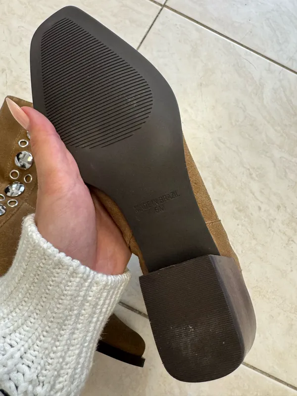 Steve Madden light brown suede ankle booties with silver studs  - Image 5