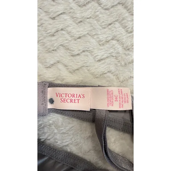 Victorias Secret Unlined Demi Lace Bra Gray Floral Underwire 34C 4331 - Image 4