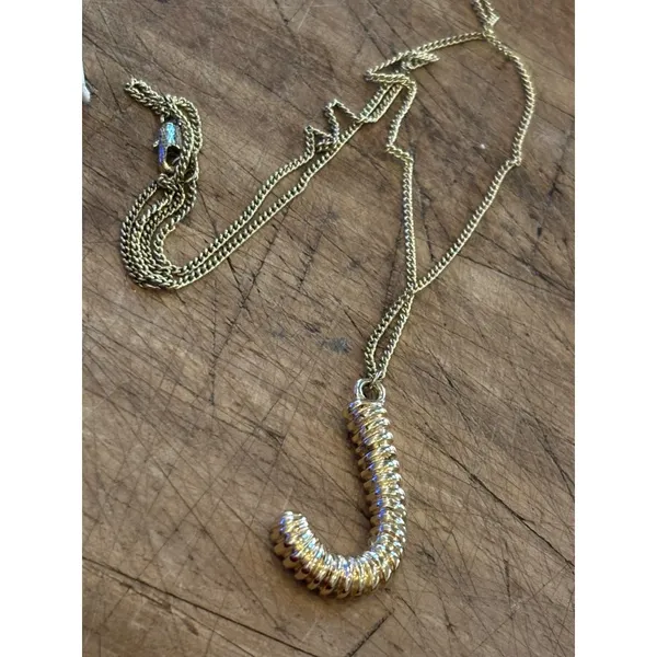 Gold-Plated J Pendant Necklace On Rope Chain 18 Inches Unisex - Image 3