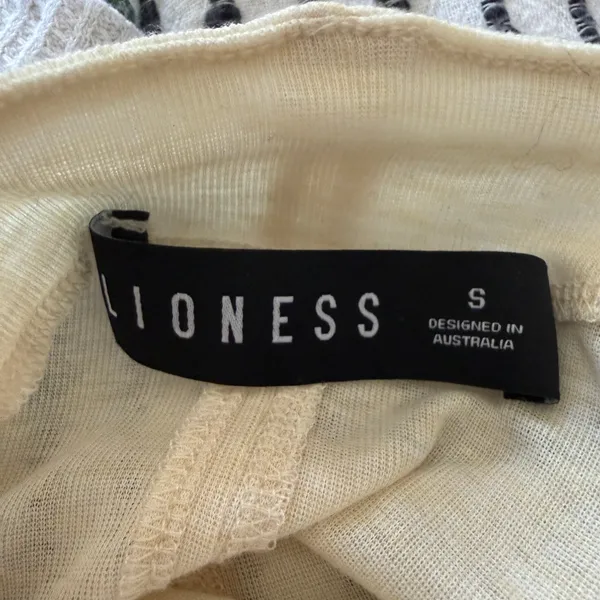 LIONESS Cream Redefined Maxi Dress Sheer Mockneck Cap Sleeve Small - Image 4