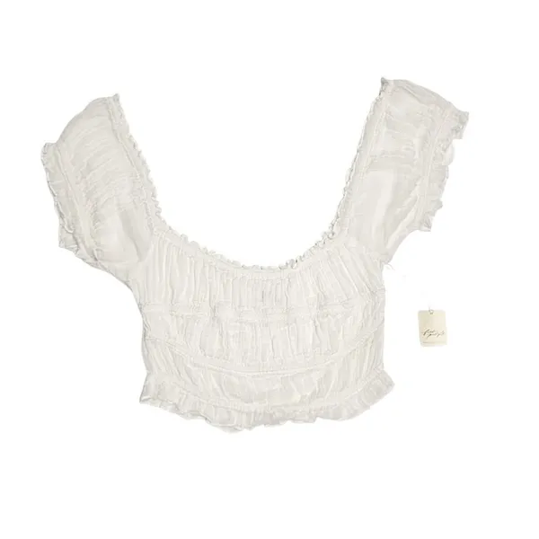 NWT Free People One Cheri Smocked Crop Top Size Large White Off The Shoulder - Image 3