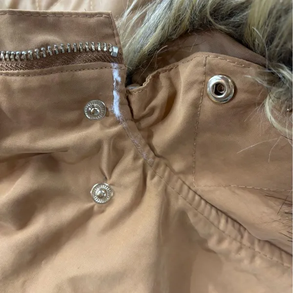 H&M Divided Small Faux Fur Shearling lined‎ Hooded Parka Coat Light Brown - Image 16