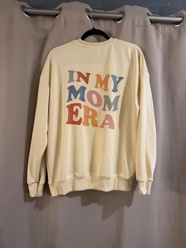 Source Unknown Women’s In My Mom Era light Yellow Smiley Crewneck Sweatshirt - Image 2