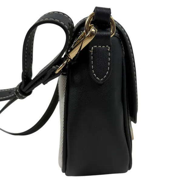 Nine West Birdi Canvas Shoulder Bag Crossbody Bag Black White - Image 4