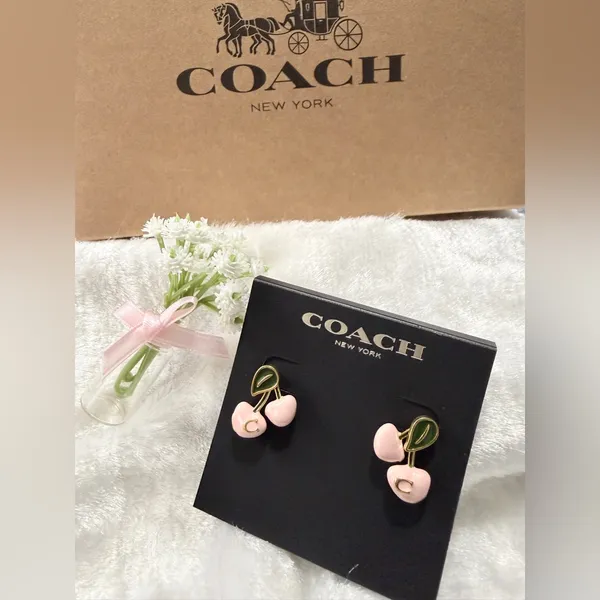 🌸✨Coach Cherry Stud Earrings • Gold/Pink - Image 8