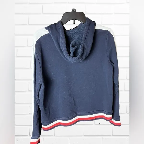 Tommy Hilfiger Women's Medium‎ Hoodie Cropped Fit Preppy Logo Hooded - Image 5